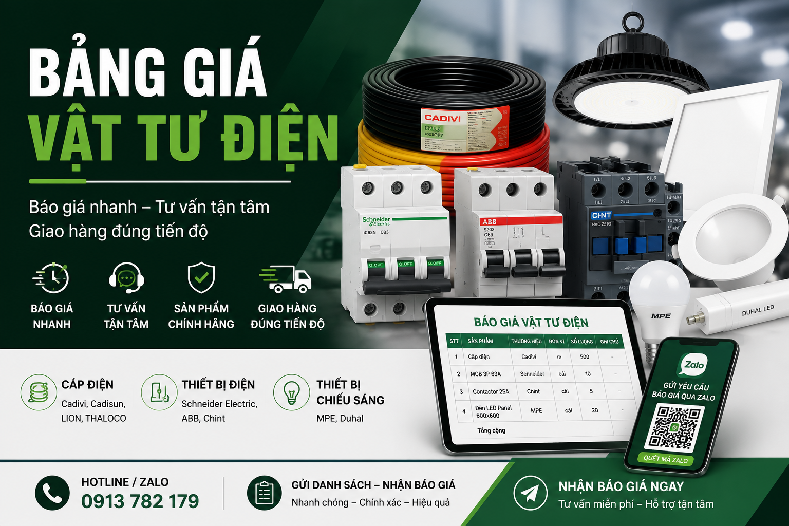 Bảng giá vật tư điện | Báo giá nhanh | An Sơn