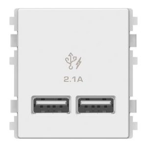 8432USB_WE - Hạt Ổ Cắm USB 2 Port 2.1A Màu Trắng