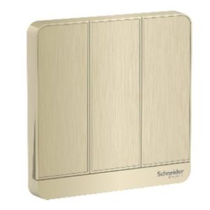 E8333L2LED_WG_G19 - Bộ Công Tắc Ba 2 Chiều Có Đèn LED Size 86x86mm Màu Vàng Kim