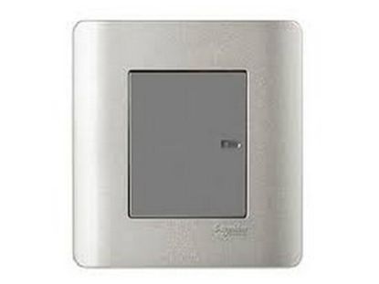 E8431_1_SA_G19 - Bộ Công Tắc Đơn 1 Chiều Có Đèn LED Size 87x87mm Màu Xám Bạc