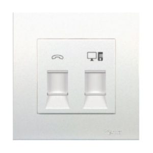 KB32TS_RJ5E - Bộ Ổ Cắm Điện Thoại và Mạng Cat5e Size 86x86mm Màu Trắng