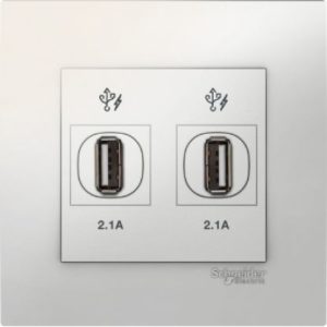 KB32USB_AS - Bộ Ổ Cắm USB 2Port 2.1A Size 86x86mm Màu Xám Bạc