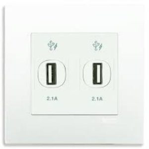 KB32USB_WE_G19 - Bộ Ổ Cắm USB 2Port 2.1A Size 86x86mm Màu Trắng