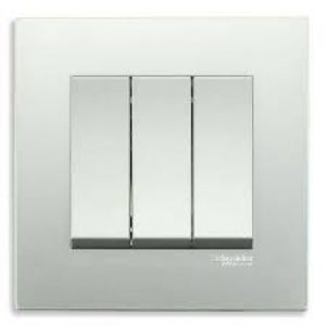 KB33_1_WE - Bộ Công Tắc Ba 1 chiều 16AX Size 86x86mm Màu Trắng