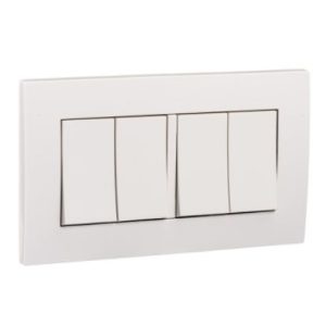 KB34S_WE_G19 - Bộ Công Tắc Bốn 2 chiều 10AX Size 86x86mm Màu Trắng