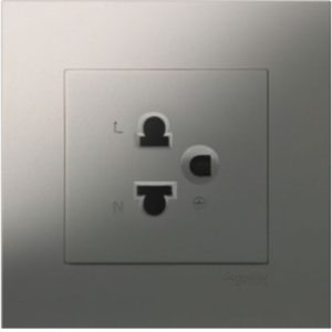 KB426UEST_AS_G19 - Bộ Ổ Cắm Đơn 3 Chấu 16A Size 86x86mm Màu Xám Bạc