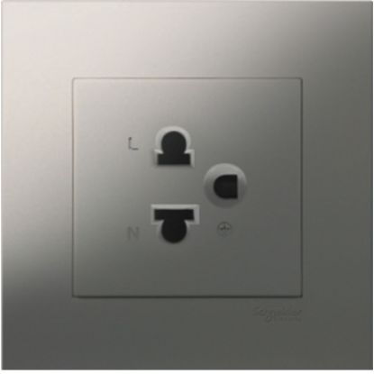 KB426UEST_AS_G19 - Bộ Ổ Cắm Đơn 3 Chấu 16A Size 86x86mm Màu Xám Bạc