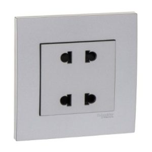 KB426US2_AS_G19 - Bộ Ổ Căm Đôi 2 Chấu 10A Size 86x86mm Màu Xám Bạc