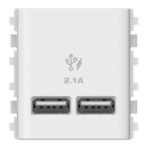 3032USB_WE - Hạt Ổ Cắm USB 2 Port 2.1A Màu Trắng