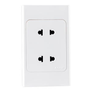 Ổ cắm đôi 2 chấu đế liền 16A KT120x70mm mã A20US2N