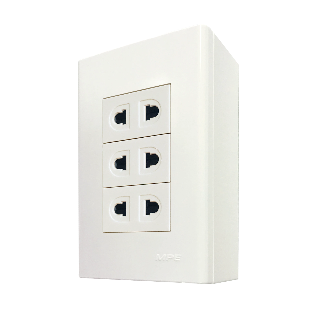 Bộ ổ cắm đơn 3 ổ cắm 2 chấu và đế nổi đơn mã A60B13UV (Vặn vít