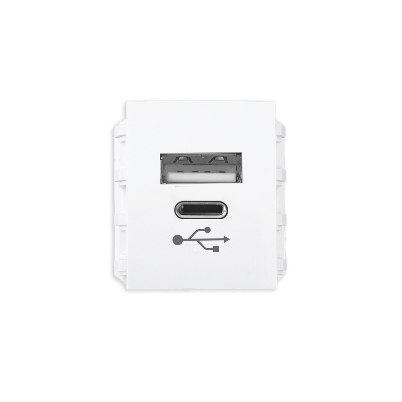 Ổ cắm sạc USB type A và type C, dòng điện DC 5V-3.1A mã A6USB-A/C