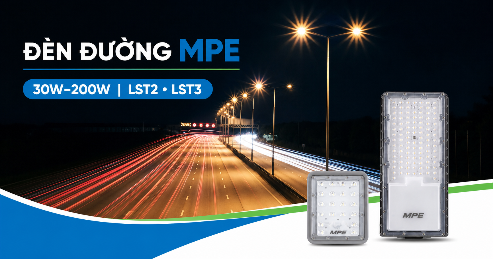 Đèn đường MPE LST2 và LST3 công suất 30W đến 200W