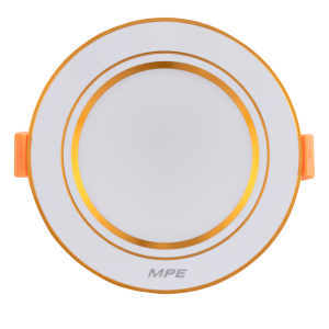 LED Downlight âm trần nhôm, viền vàng 9W, phi lớn, ánh sáng vàng DLVL2-9V