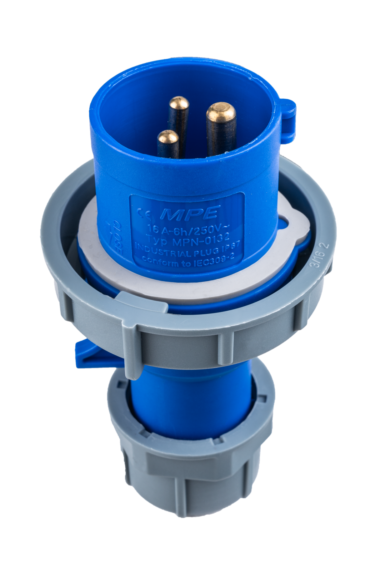 Phích cắm loại di động có kẹp giữ dây 3 cực, 16A, IP67 mã MPN-0132