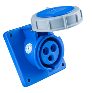 Ổ cắm loại cố định bắt trên bảng điện xéo 3 cực, 16A, IP67 mã MPN-4132