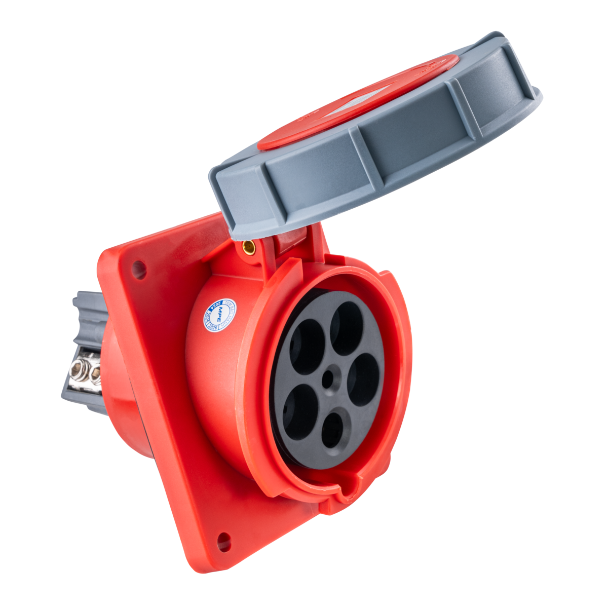 Ổ cắm loại cố định bắt trên bảng điện xéo 5 cực, 125A, IP67 mã MPN-4452