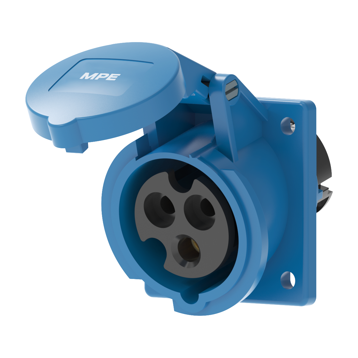 Ổ cắm loại cố định bắt trên bảng điện xéo 3 cực, 16A, IP44 mã MPN2-413
