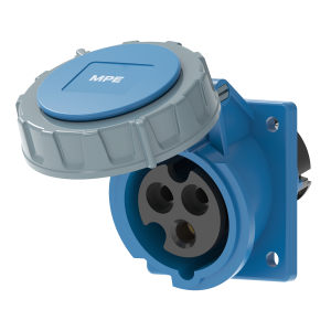 Ổ cắm loại cố định bắt trên bảng điện xéo 3 cực, 16A, IP67 mã MPN2-4132