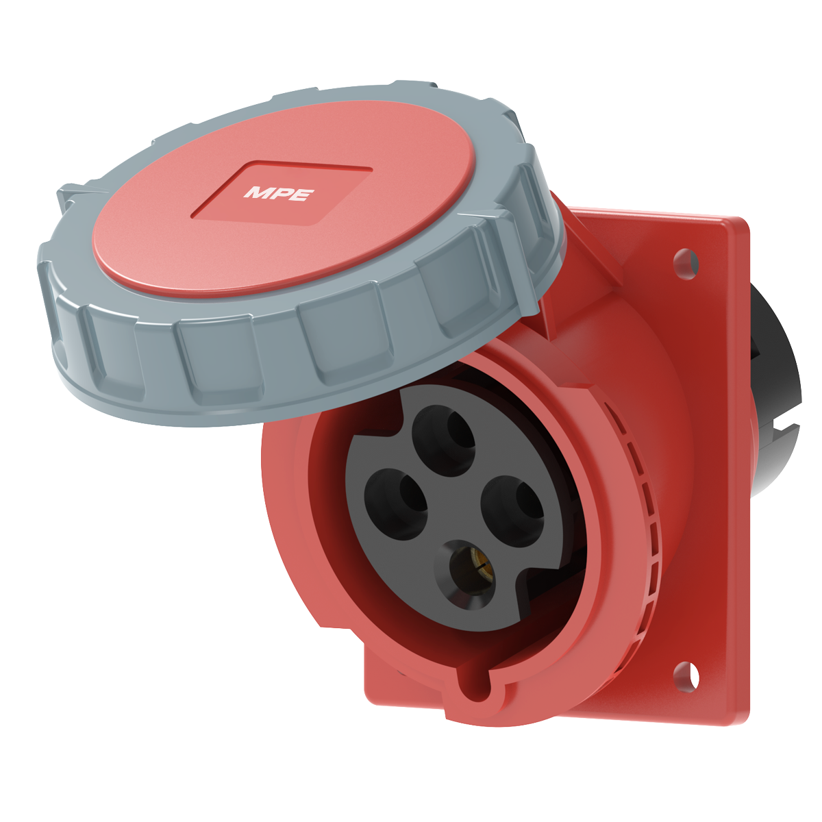 Ổ cắm loại cố định bắt trên bảng điện xéo 4 cực, 32A, IP67 mã MPN2-4242