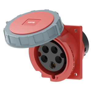 Ổ cắm loại cố định bắt trên bảng điện xéo 5 cực, 32A, IP67 mã MPN2-4252
