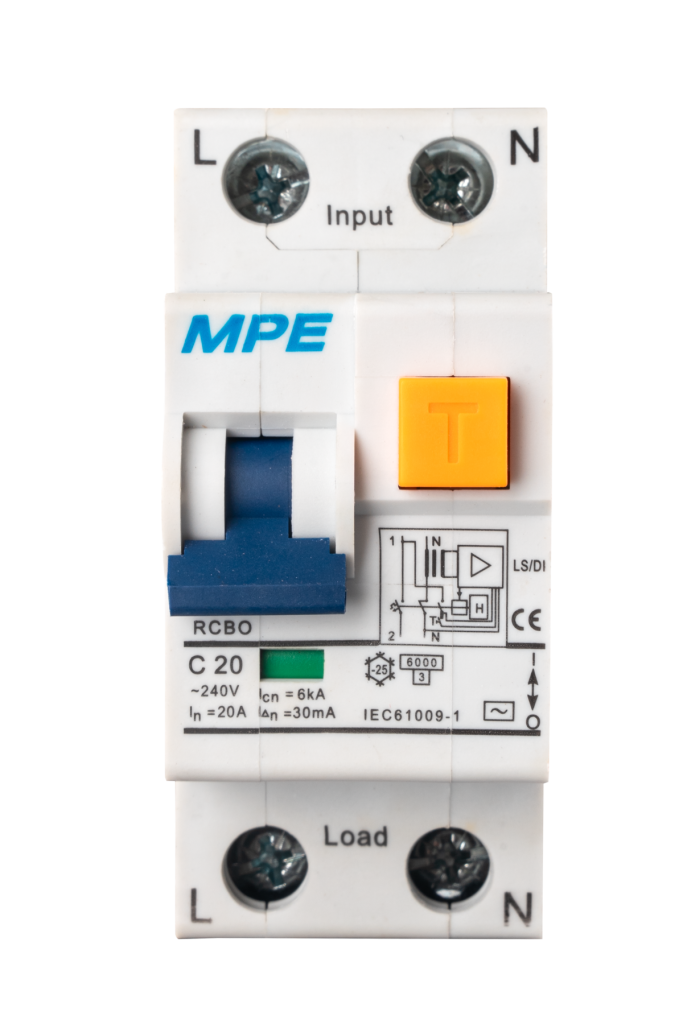 RCBO MPE 2 cực 20A 30mA bảo vệ dòng rò quá tải ngắn mạch
