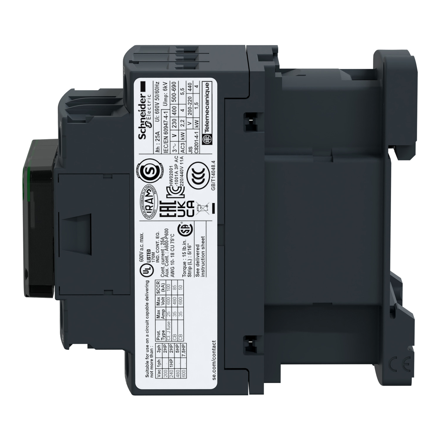 Schneider LC1D12M7 - Contactor Schneider LC1D12M7 3P 12A 220VAC
