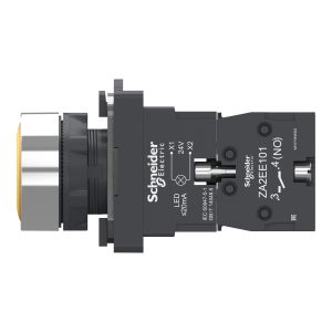 Schneider XA2AW35B1 - Nút nhấn có đèn hoàn chỉnh XA2AW35B1, dòng Easy Harmony XA2, đầu nhựa, đường kính 22mm, màu vàng, 1 tiếp điểm thường mở (1NO), nguồn AC/DC 24V, kiểu nhấn nhả lò xo
