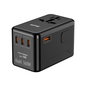 Ổ cắm du lịch đa năng,Tích hợp 3 cổng USB-C, 1 cổng USB-A, sạc nhanh GaN 140W mã TA8