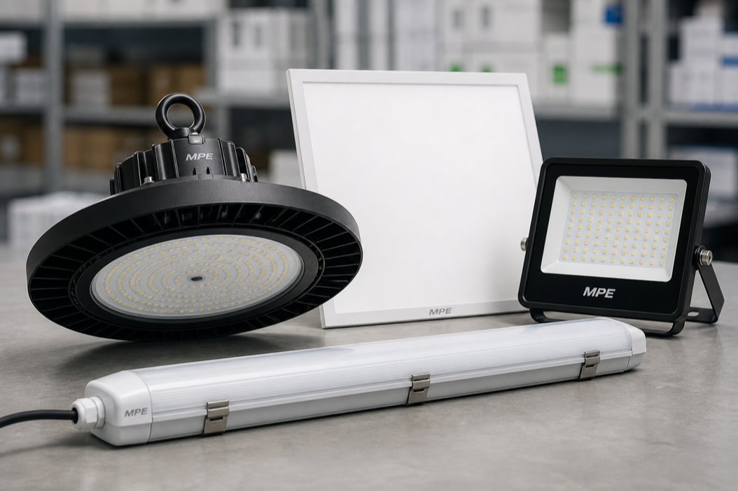 Đèn LED MPE nhà xưởng, đèn pha, đèn panel và đèn chống thấm