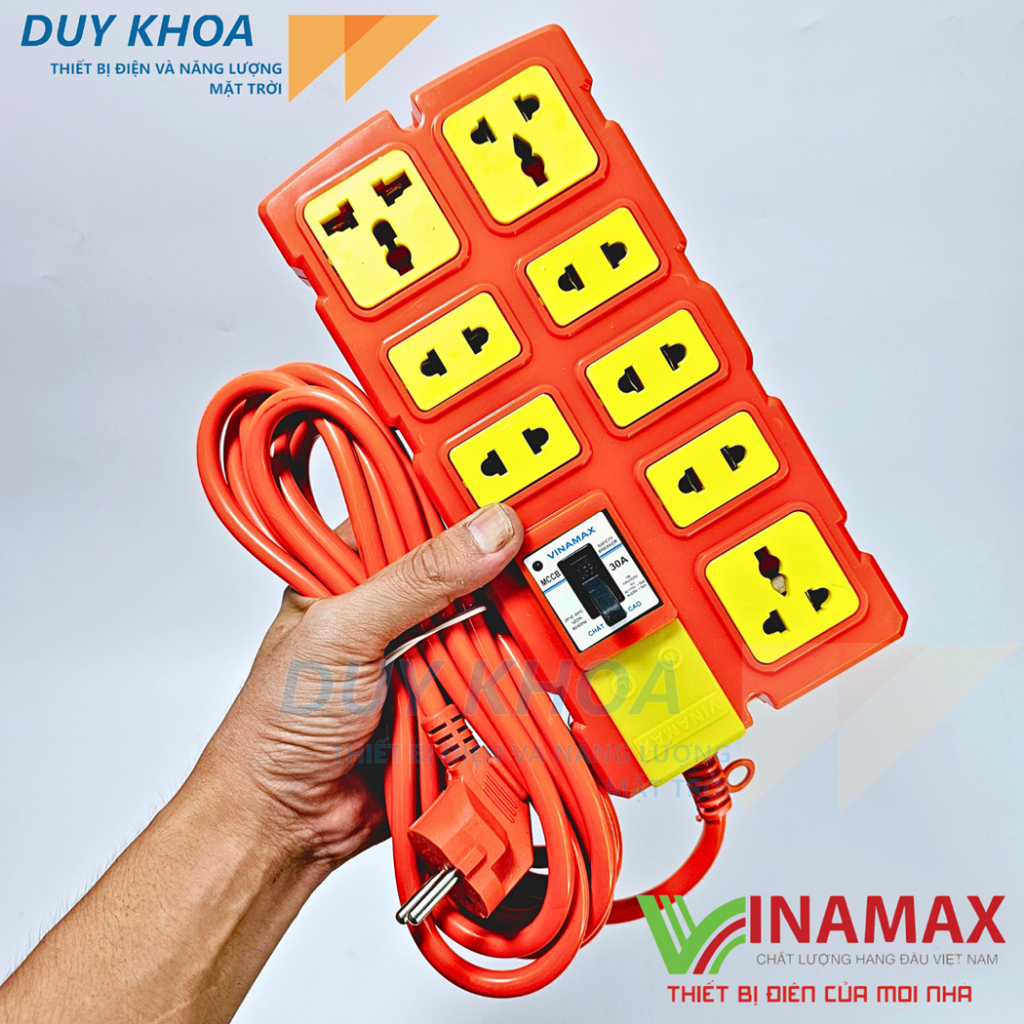 Ổ cắm điện VINAMAX CB30A lõi sứ 8 lỗ chịu tải cao