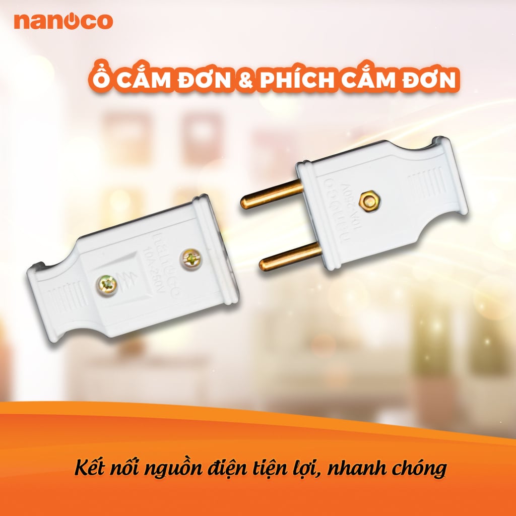 Combo 10 Ổ cắm đơn Nanoco model: NS10250A1M an toàn, chịu nhiệt tốt