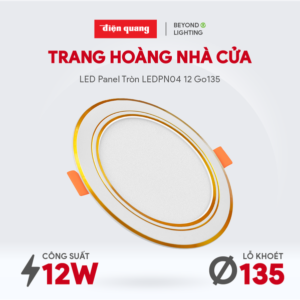 Đèn LED Panel tròn Điện Quang LEDPN04 12W viền vàng Ø135