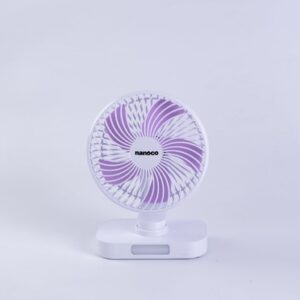 Quạt sạc Nanoco model NRF6219W màu trắng, 6inch, có xoay, có đèn