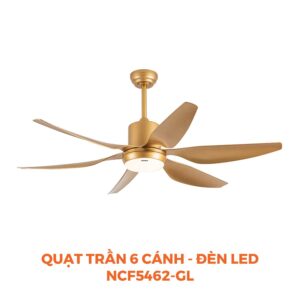 Quạt trần 6 cánh Nanoco model NCF5462 - Công suất 69W, Động cơ DC, có remote LED