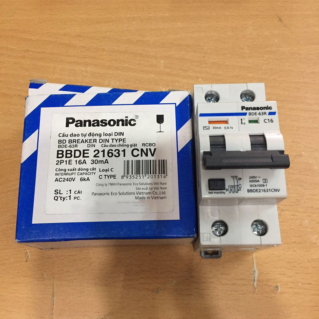RCBO Panasonic BBDE21631CNV 2P 16A 30mA 6kA